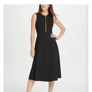 DKNY Animal Zipper Midi Dress black size 16, Web ID: 9401074
